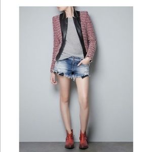 Zara Trafaluc red tweed blazer